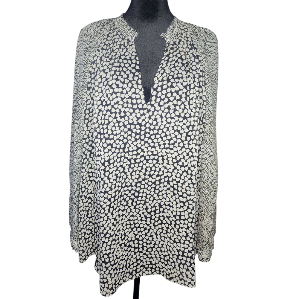 Diane Von Furstenburg Silk Long Sleeve Blouse, Womens 12